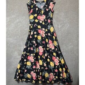 Chaps Floral Midi Dress Womens Small Cottagecore Romantic Vintage Coastal A Line